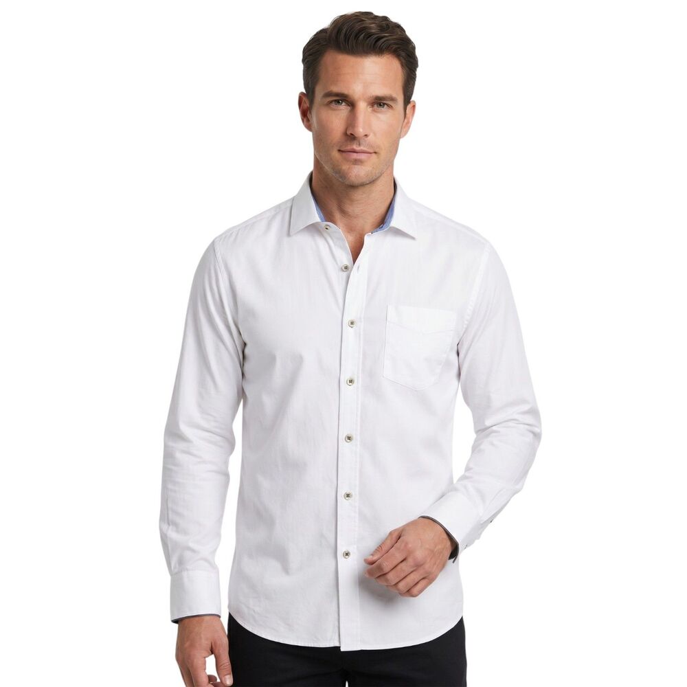 Tommy Bahama Men's White LG Cotton Button-Up Shirt